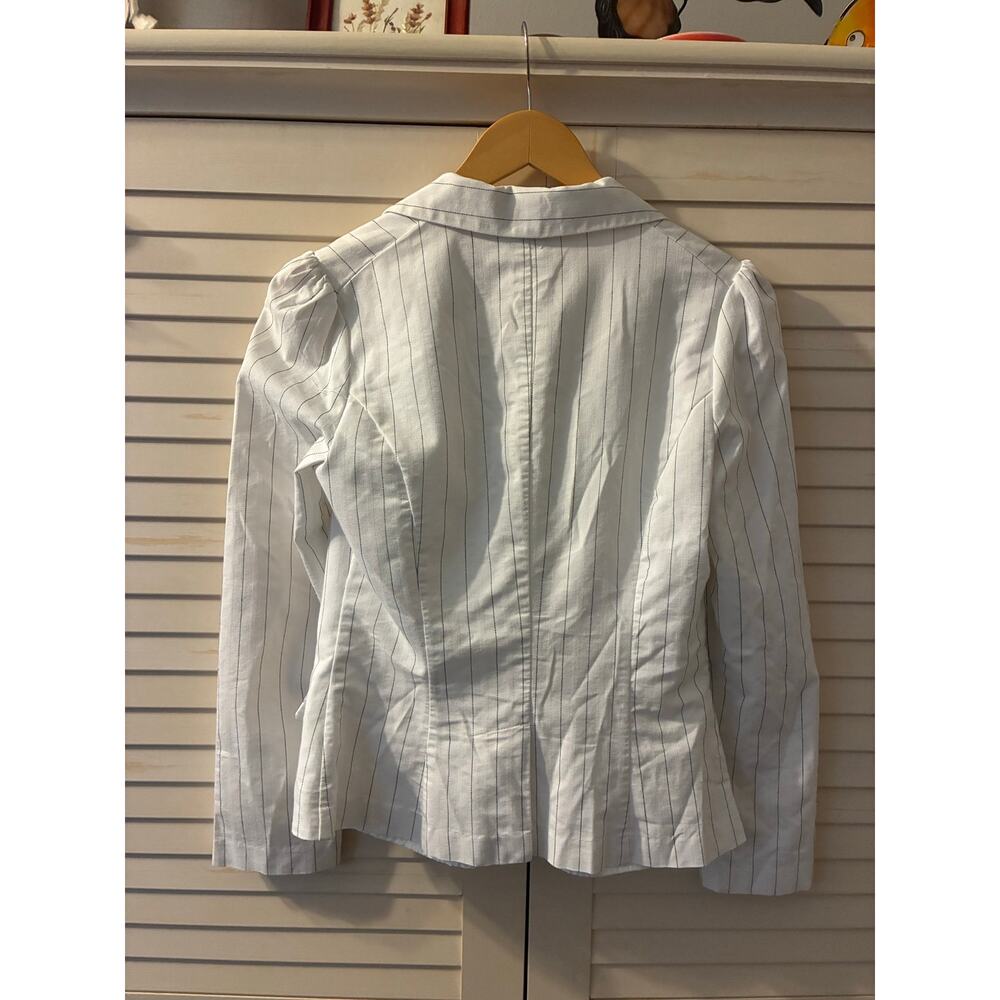 Speechless Blazer Vintage Y2K White Black Pin Stripe Black Buttons Accent Bow - Picture 2 of 9